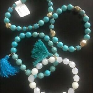 Fashion bracelets, Set of 4, material unknown, 3 blue, 1white  New